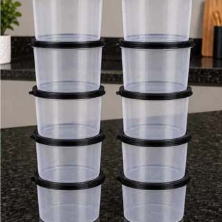 Kit Potes 1L Plástico Porta Mantimentos Organizador Alimentos Diversas Cores De Tampas 1Li