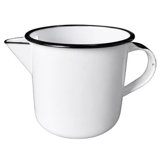 Caneca Leiteira Esmaltada com bico 1 litro Branca Fabricação Vela