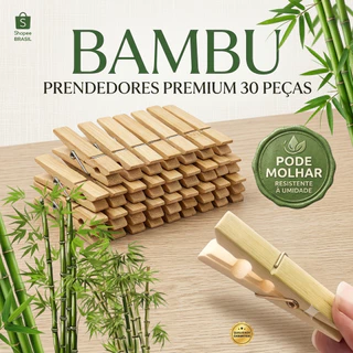 Kit 20 a 60 Pregador Prendedor de Roupa bambu Premium Reforçado Resistente para Varal 6x1c
