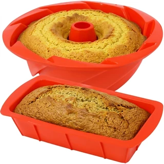 Kit 2 Formas Silicone de Bolo Air Fryer Pudim Assadeira Manjar Pão Retangular redonda Anti