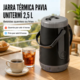 Jarra Garrafa ❄️Térmica🔥 Unitermi Pávia 2,5L Chá Café☕ Suco🥤 Água 💧Tererê Bebidas Fria