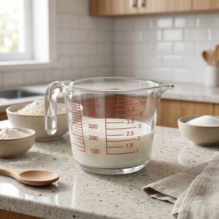 Jarra Medidora 500ml Vidro Resistente com Alça Bico Dosador Escala Utensílios Cozinha ENVI