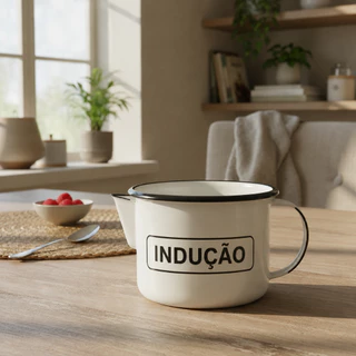 Leiteira Caneca Esmaltada N°12- 1000ml - Original - Compatibilidade: Fogão a gás, lenha, e