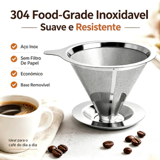 Filtro Coador Inox Reutilizável 102/103/104 Grande Sem Uso De Papel | Café Mais Forte e S