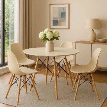 Conjunto Completo Mesa Redonda 70cm + 4 Cadeiras Eiffel Cores