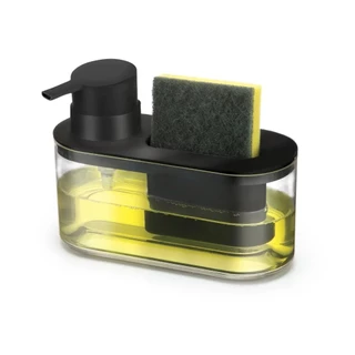 Dispenser Detergente Suporte Para Esponja Bucha 500ml Preto Porta Detergente De Pia Cozinh
