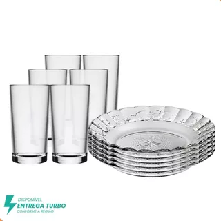 Aparelho de Jantar 12 Peças - 6 Pratos Fundos + 6 Copos Personalizáveis
