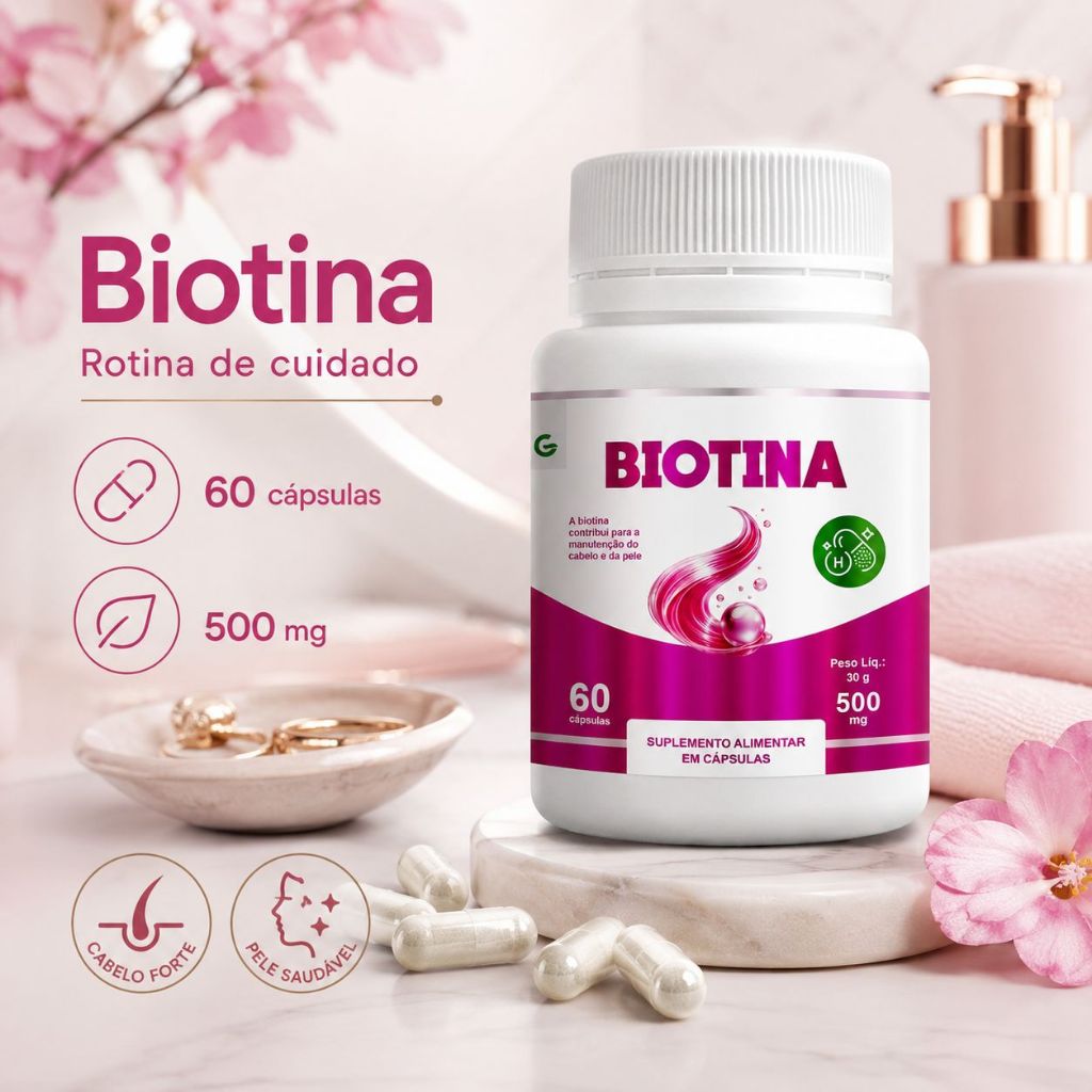 Biotina 500mg Genature 60 Cápsulas