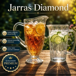 Jarra De Vidro Diamond 1.2L Para Água Suco Drinks Chá Transparente Diamante Resistente Buf
