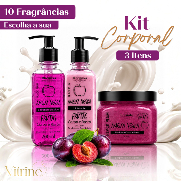 Kit Sabonete + Hidratante + Esfoliante Rhenuks 200ml Corpo e Rosto