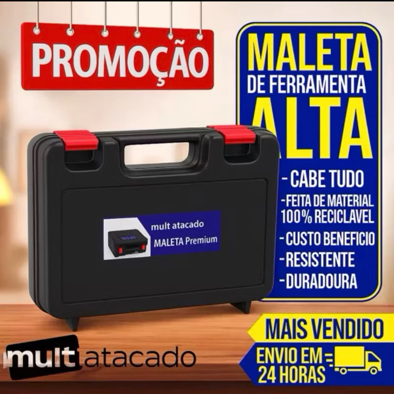 Caixa de Ferramentas Grande Reforçada Fecho Metal 18.3" Maleta Ferramentas Pesca caixa de ferramenta