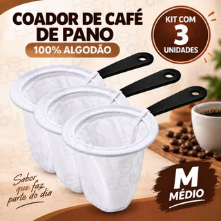 Kit 3 Coador de Café de Pano Médio ou 103 Filtro Reutilizável