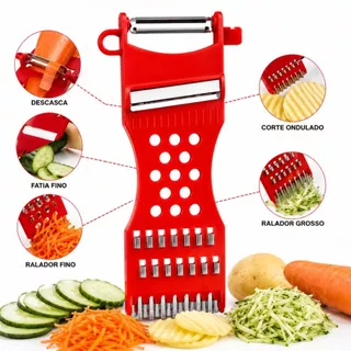 Descascador de Legumes 5 em 1 Ralador Fatiador Frutas Aço Inox