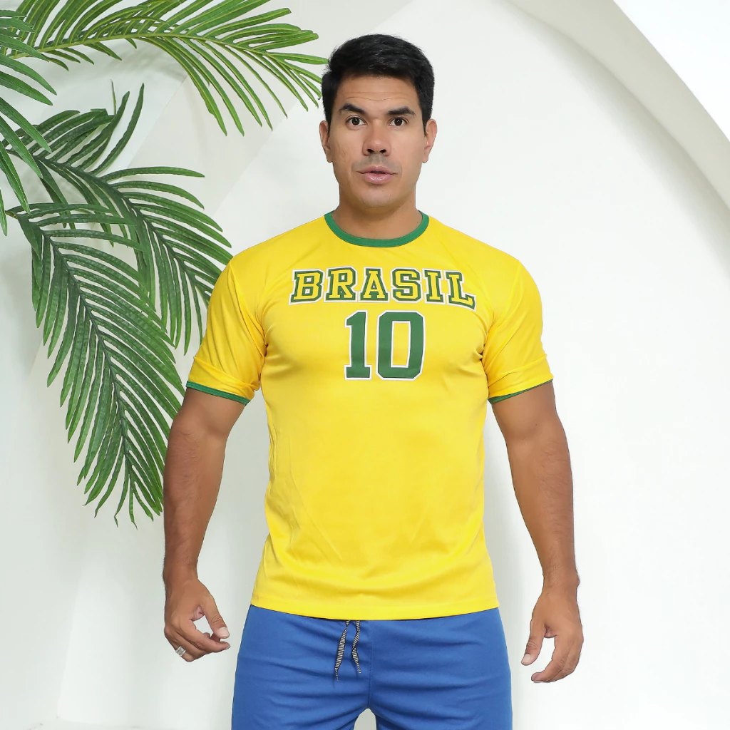 Camisa Do Brasil Masculina Amarela Camiseta Brasil Masculina Baby Look Confortável P Ao G camisa selecao