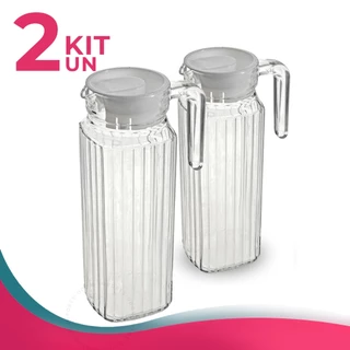 Jarras de Vidro Suíça 1 Litro com Tampa Transparente Resistente para Água Suco Chá