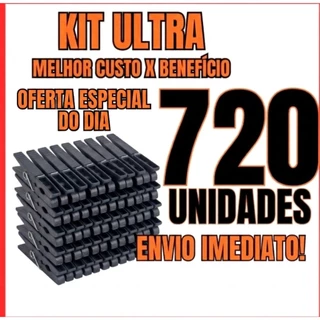 Kit 720 a 120 Prendedores de Roupa Preto Resistente Antiderrapante Alta Durabilidade Varal