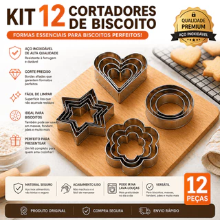 Kit 12 pecas Cortador Modelador Forma de Biscoito de aco inoxidavel Pasta Americana Bolo B