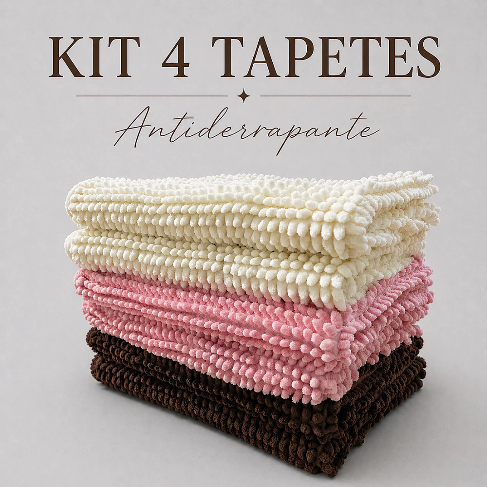 Kit Jogo Tapete de Banheiro Antiderrapante 58x38cm Tapete Bolinha Macarrão Microfibra Absorvente