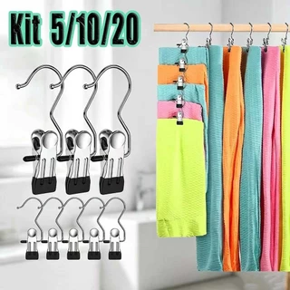Kit 10/20 PCS Cabide Metal Com Prendedor Clip Para Pendurar Calça Armário Presilha Roupas
