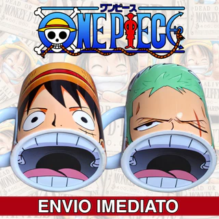Caneca Porcelana ONE PIECE BOCAO LUFFY RORONOA ZORO Personalizada com caixinha