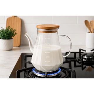 Bule Jarra de Vidro Borossilicato 750ml para Café Chá Leite Resistente ao Calor