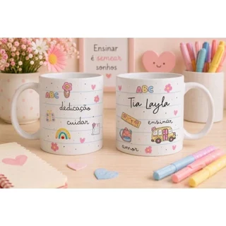 Caneca Porcelana Personalizada| Presente Dia dos Professores | Personalizada com nome e fo