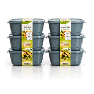 Kit 6 Potes Herméticos Plásticos | Pague 3 Leve 6 | Alta Qualidade para Organização de Coz