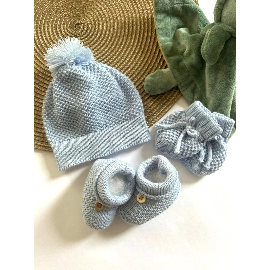 Kit de touca luva e sapatinho para bebê