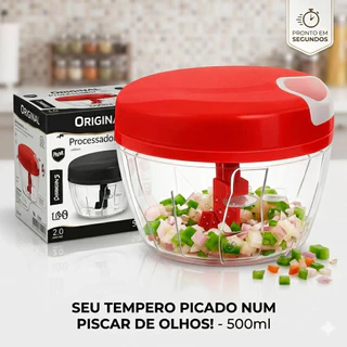 Processador 170ml e 500ml Triturador de Alimentos Alho Cebola Legumes Cozinha Preto e Verm