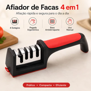 Afiador De Faca Profissional Amolador 4 Em 1 Tesoura Cozinha Churrasco Ergonomico Rapido A