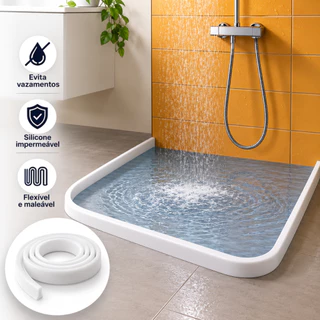 Barreira de Agua Retenção em Silicone Vedação Area Molhada Banheiro Box Lavanderia dupla f