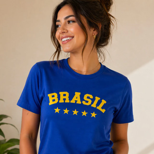 Blusa Feminina Brasil Camiseta T-shirt Copa do Brasil Camisa Casual 100% Algodão Camisa Copa CAMISA SELECAO FEMININA
