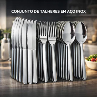 Jogo De Talheres 24/48/72 Peças Aço Inox Facas - Garfos De Mesa - Colheres Mesa Colheres