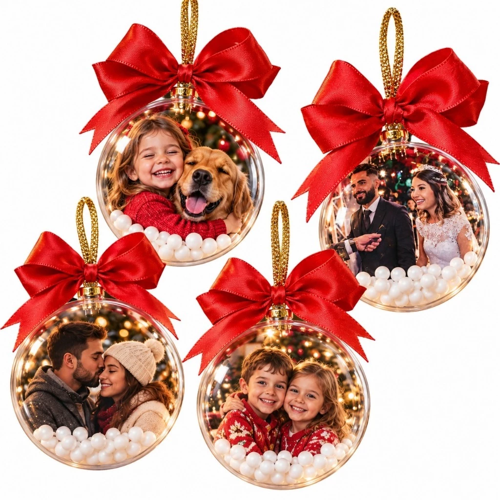 Kit Bola De Natal Personalizada Com Foto Enfeite Arvore Natalina Final De Ano Presente Lembrancinha