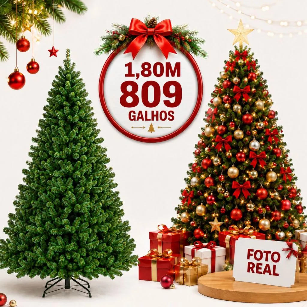 Árvore De Natal Pinheiro 1.80m 2.10m 2.40m 3.00m Super Cheia Premium Luxo Galhos Cheios Verde