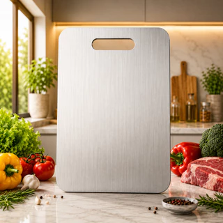 Tábua Carne Inox Cozinha Churrasco Corte Anti Bacteriana Premium