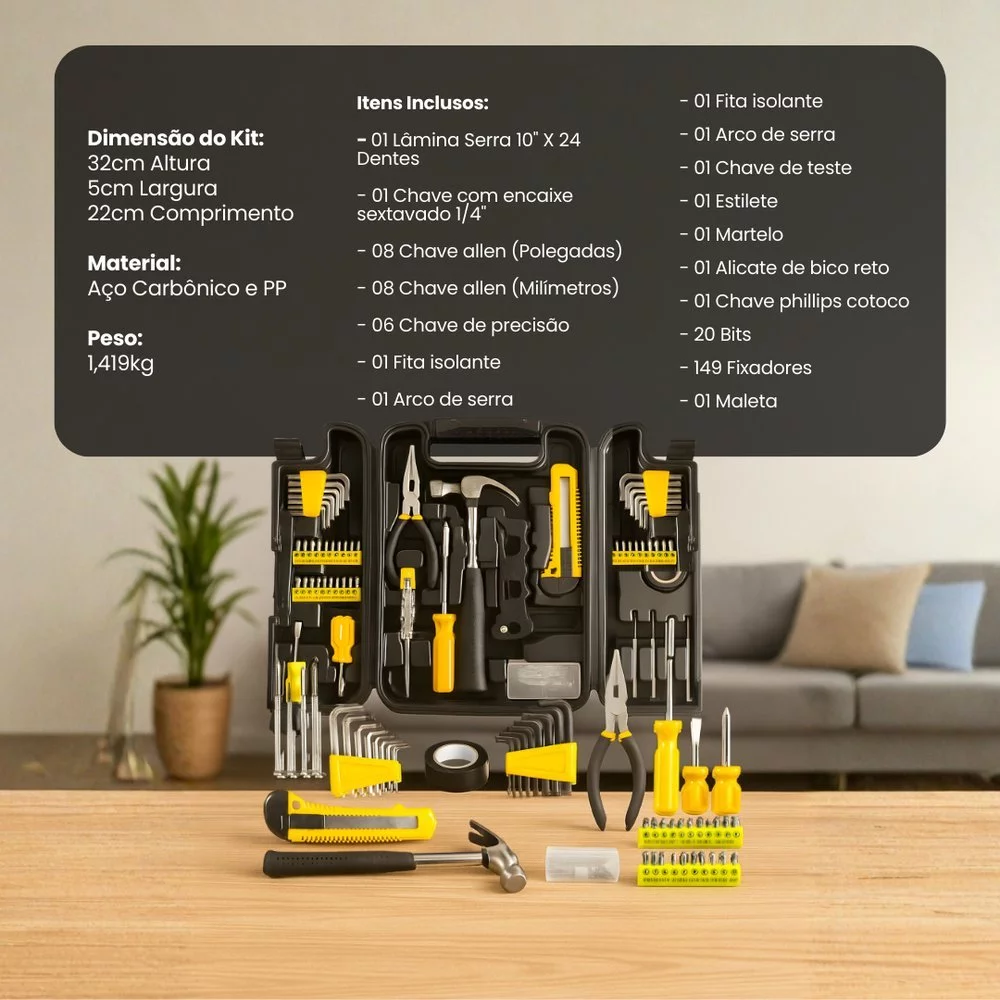 kit ferramentas completo, jogo de ferramentas 200 peças, maleta ferramentas, kit profissional ferramentas, ferramentas c