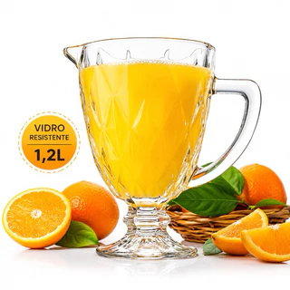Jarra Diamond Transparente 1200ml Vidro Grosso Ideal Para Suco / Agua