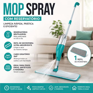Mop Spray Giratório 360° Rodo Esfregão Mágico Limpeza Prática Para Pisos Casa Cozinha