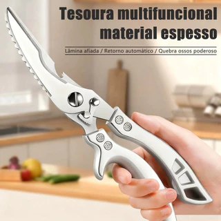 Tesoura Profissional de Cozinha,Multifuncional para Frango, Carnes, Legumes e Aves