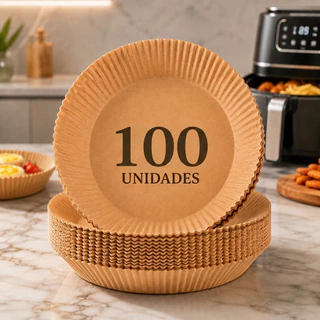 Kit 100 Forro Papel Airfryer Descartável Forma Antiaderente