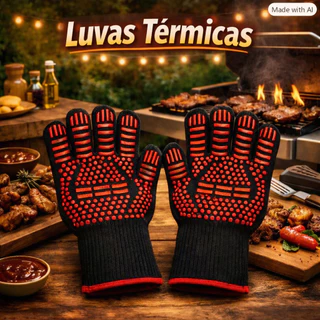 Luva Térmica de Cozinha para Forno Resistente ao Fogo, Anti Calor e Anti Chamas, Ambidestr