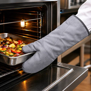 Luva Térmica Cano Longo para Forno Cozinha Industrial Proteção Calor Algodão Metalizado