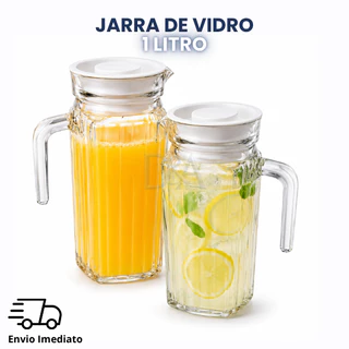 Jarra de Vidro 1 Litro com Tampa Suíça para Água Suco Bebidas 1 ou 2 Unidades