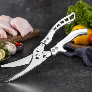 Tesoura Profissional de Cozinha Inox Multifuncional Corta Ossos Frango Peixes Carnes e Leg
