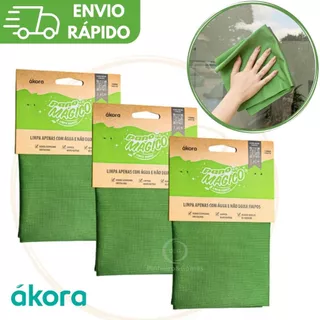 KIT 1 2 3 4 Limpa Vidro Pano Mágico Ákora Poliéster e Poliamida Microfibra Limpeza Origina