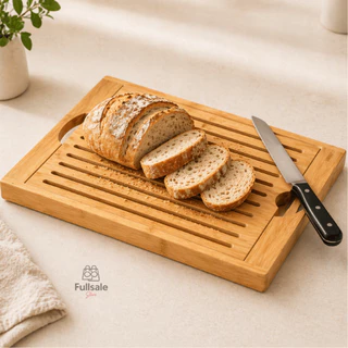 Tábua de Corte Migalheira Bambu Para Pães e Bolos com Bandeja Coletora de Migalhas Multius