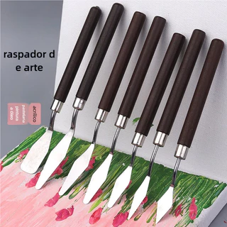 7 pcs Conjunto Faca Para Pintura A Óleo De Arte Em Aço Inoxidável Ferramentas De Desenho D