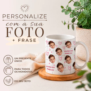 Caneca com Foto Personalizado 325ml | Presente para Família, Amigos e Pets | Porcelana Pre