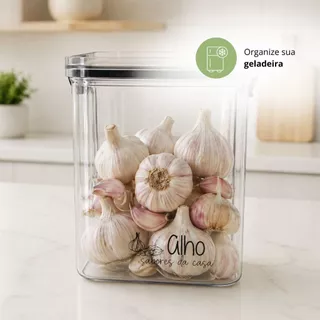 Potes Herméticos Geladeira | 950ml - Porta-Alho, Porta-Cebola | Porta Mantimentos